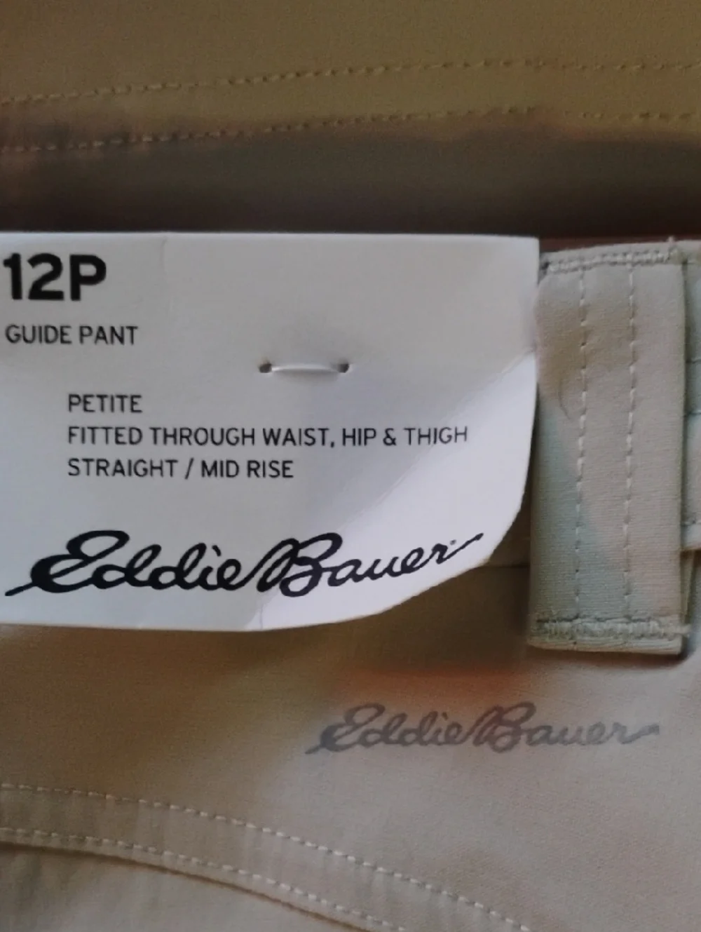 Eddie Bauer NWT Light Beige Casual Pants Petite Straight Mid Rise Sz 12p - Picture 5 of 7